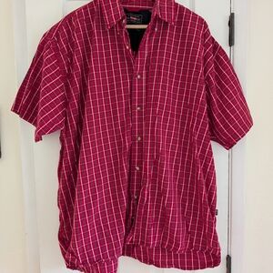 Wrangler Mens Red Plaid Short Sleeve Button Up Shirt 100% Cotton Size XXL